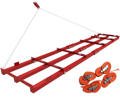 8ft Heavy Duty Drag Harrow for ATV, UTV, Tractor - Adjustable Tow Behind Leveling Rake with Weight Tray for Driveway Grader, Lawn, Field, Pasture, Food Plot Maintenance, Red(96 inch) - size: 8 ft