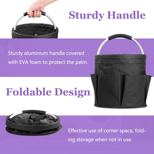 2Pcs 17L Cleaning Caddy with Handle, 600D Oxford Garden Tool Bag,Black+Pink - color: Black + Pink, size: 2PCS