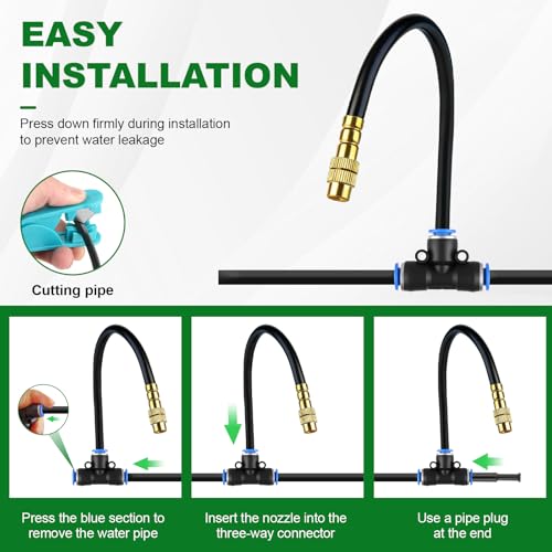 100FT Drip Irrigation System, 1/4" Garden Watering Misting System for Plant - size: 100FT