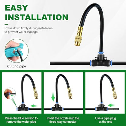 100FT Drip Irrigation System, 1/4" Garden Watering Misting System for Plant - size: 100FT