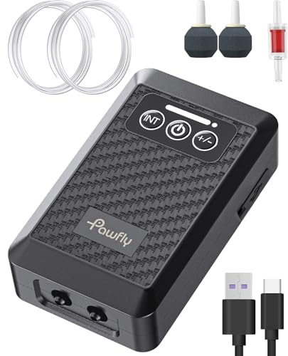Pawfly Ultra Quiet Live Bait Aerator USB Rechargeable Battery Air Pump for 5-100 Gallon Bait Bucket Portable Battery Powered Oxygen Pump for Outdoor Fishing Power Outage and Fish Transportation - size: ‎10 to 60 Gal（3 W）, style: Basic