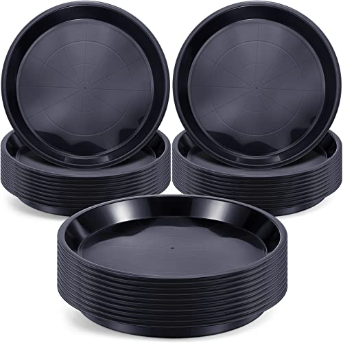 Sawysine 30 Pack Plastic Plant Saucer Round Drip Trays Black Flower Pot Saucers Thick Plant Dish Sturdy Water Tray Heavy Drainage Potted Container for Indoor Outdoor Garden (12 Inches) - size: 12 Inches