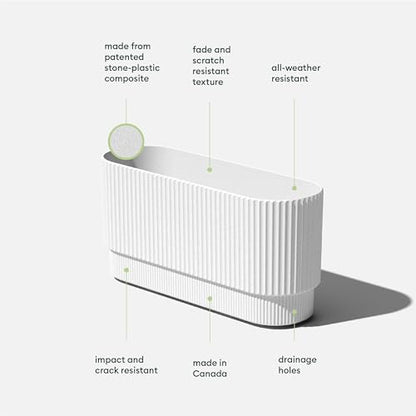 Veradek Demi Series Long Planter - Wide Outdoor Planter - color: White, size: 30 inch - 2 Pack