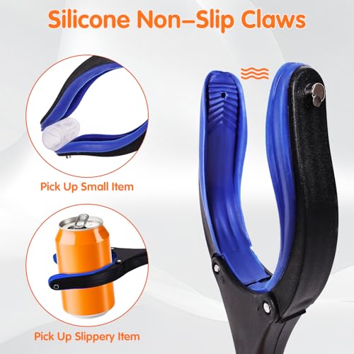 36" Grabber Reacher Tool for Seniors 2 Pack, Foldable Reacher Grabbers Pickup Stick with Anti-Slip 90° Rotating Jaw, 4" Wide Extended Claw with Magnet for Disabled, After Surgery Recovery - size: 36"