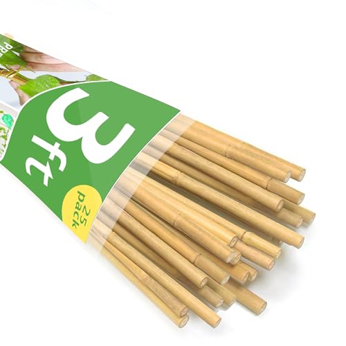 Bamboo Stakes 3FT 25 Pack, Garden Stakes 36 inch, Thicker Sturdy Nutural Plant Stakes for Tomatoes, Beans, Flowers, Potted and More Climbing Plants - size: 3FT, pack of 25