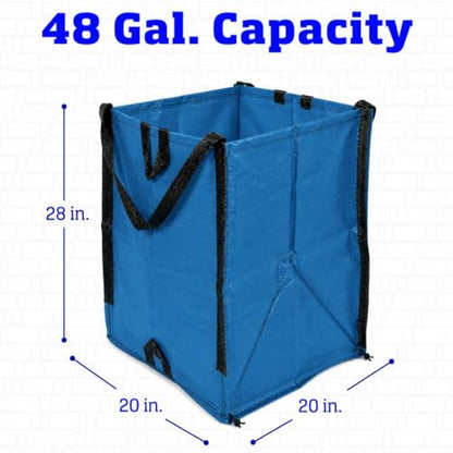 DURASACK Heavy Duty Home and Yard Bags 48-Gallon Reusable Self-Standing Lawn and Leaf Bags Garbage Can with Reinforced Handles, Ocean Blue, 3 Pack - color: Ocean Blue
