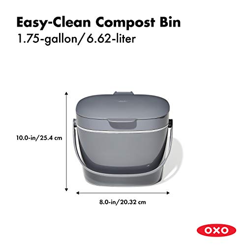 OXO Good Grips Easy-Clean Compost Bin, Charcoal, 6.62 L, 1.75 Gallon (Pack of 4) - color: Charcoal, size: 1.75 Gallon (Pack of 4)