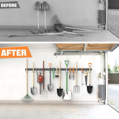 TORACK Plastic Wall Mounted Mop and Broom Holder, Garden Tools Organizer