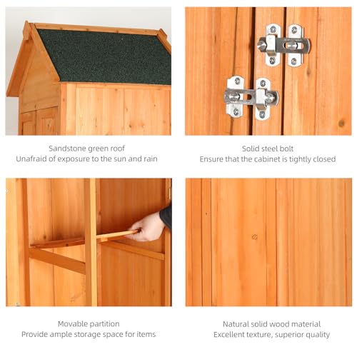 Patio Storage Outdoor Cabinet - color: Gold+brown - 27.16 X 23.62 X 83.07 Inch