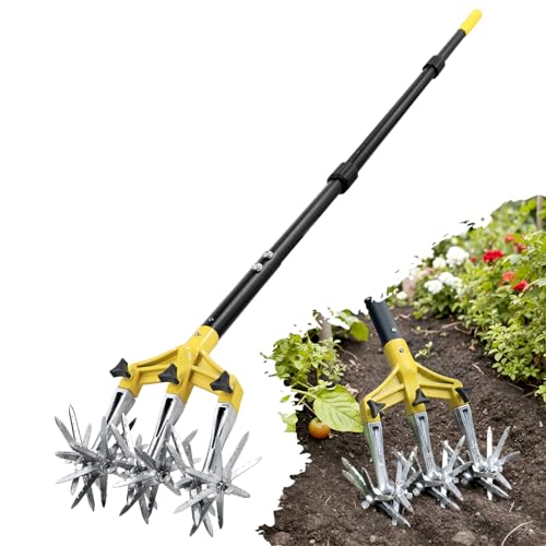 Colwelt Cultivators for Gardening 61’’, Rotary Cultivator Tool, Hand Tiller