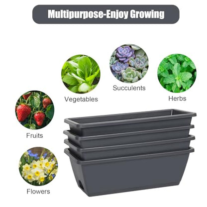 Deck Railing Planter Boxes 2 Tier Grey Window Boxes Planters Set of 2 - color: Gray