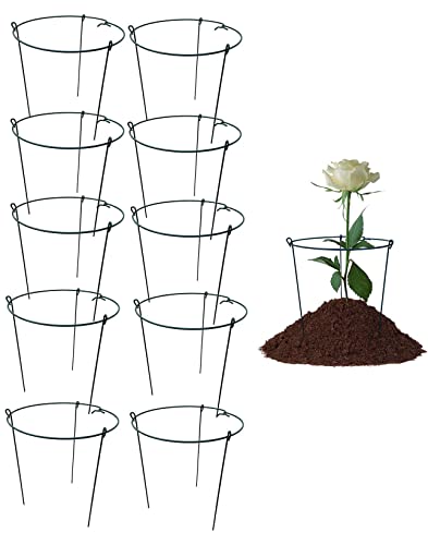 10 Pack 14" Wide x 24" High Peony Cage Rings Garden Plant Support Brace Round Metal Plant Stakes Rings, Strong Large Garden Supports for Flowers, Peonies, Rose, Lily - size: 14"x24" Pack of 10