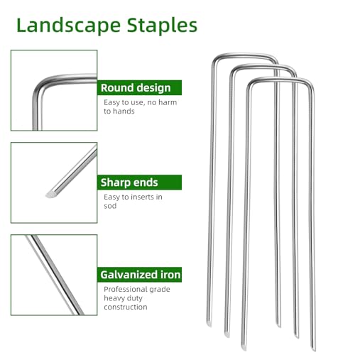 30 Pack Lawn Staples, Premium Garden Landscape Staples, Galvanized Heavy-Duty Gauge Stakes, U-Shaped Tent Stakes, Anti-Rust Fence Netting Pins Ground Spikes, Sod Pins - color: 30 Pack