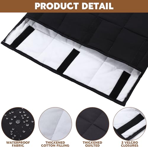 BALAPET Padded Table Leaf Storage Bag, 54 x 28 in, Fits Dining Table Leaves up to 52 x 25 in, Water-Resistant Quilted Cover with Soft Lining and Adjustable Hook-and-Loop Closure, Black, 1 Pack