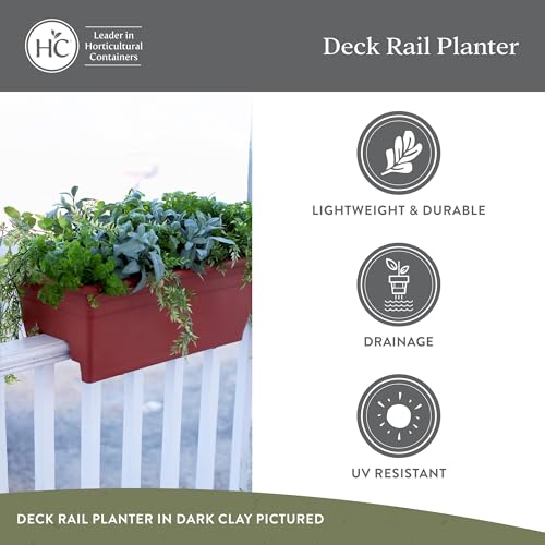 The HC Companies Deck Rail Deck Rail Planter Box, 24 Inch, Black, 1-Pack - color: Black