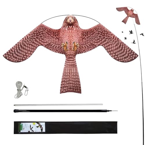 Bird Scarer Kite with 13ft Pole Bird Hawk Flying Kite-Style A - color: style A with 4m pole