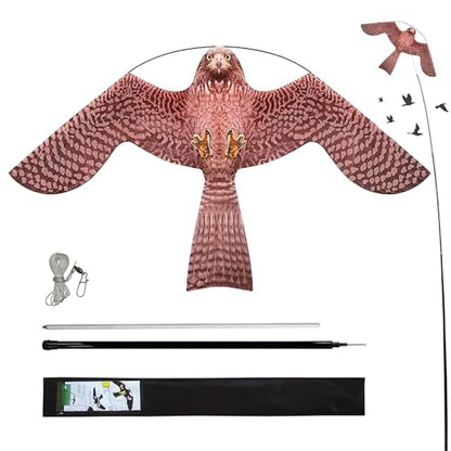 Bird Scarer Kite with 13ft Pole Bird Hawk Flying Kite-Style A - color: style A with 4m pole