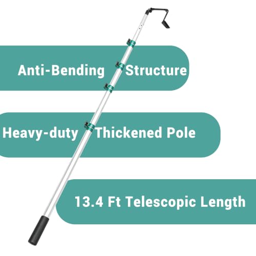 13.4 FT Gutter Rake Tool, Adjustable Gutter Cleaner with Metal Joint.