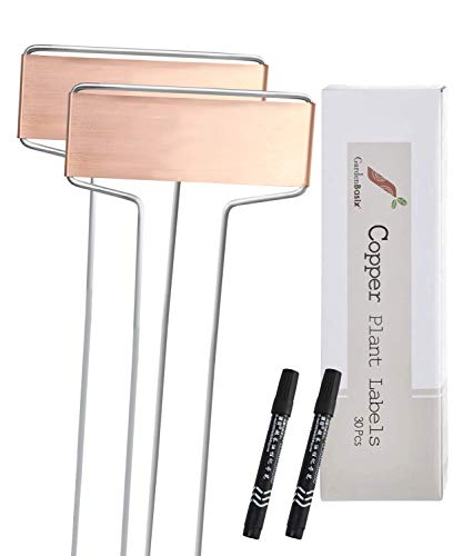 30 Copper Garden Plant Tags Planting Labels Reusable Gardening Markers with 2 Marker Pens for Patio Vegetable Herbs Flowers Nursery Seeding 10.8'' - color: 30 Pcs
