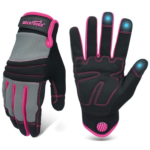 MELOTOUGH Work Gloves for Men Women,Safety Work Gloves for Mechanic,Garden,Yard,Warehouse,Touch Screen Working Gloves - color: Pink (1 Pair), size: X-Large