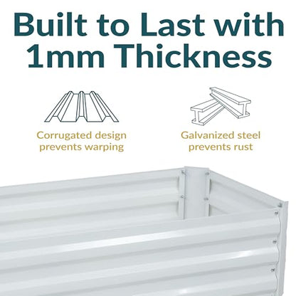 Sunnydaze Rectangle Galvanized Raised Garden Bed for Vegetables & Flowers - color: Ivory White