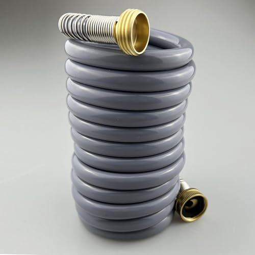 Darnassus Garden Hose, Green PU Curly Water Hose with Brass Connectors,Watering Hose Coil,Retractable,Corrosion Resistant Garden Coil Hose (Grey, 10 FT) - color: Gray, size: 10 FT