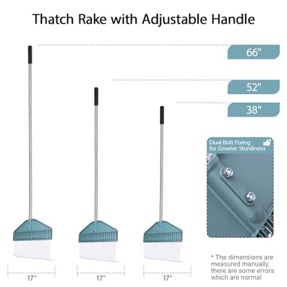 YEELOR Thatch Rake with 66 Inch Adjustable Handle