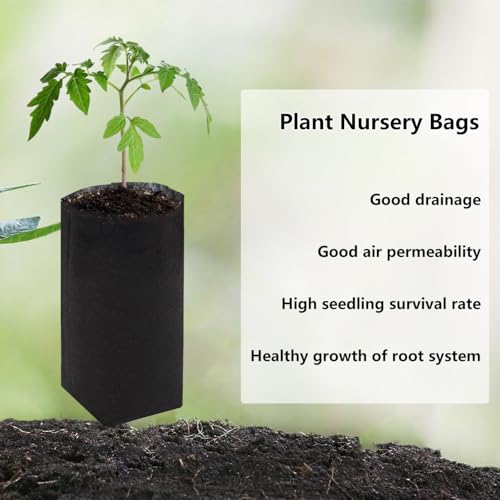Belit 100 Pcs 10.2" H Deep Nursery Grow Bags, Non-Woven Plants Pots Container for Starting Rooted Plants Vegetable, Flower, Seedling Tree, Black - color: Black, size: 100 Pcs 7.5"x10.2"