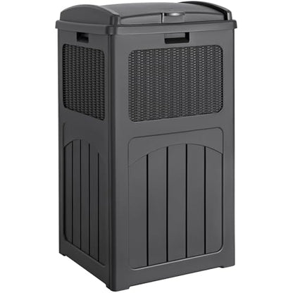 Devoko 33 Gallon Outdoor Trash Can, Hideaway Garbage Bins with Tiered Lid - color: Gray, size: 1 Pack