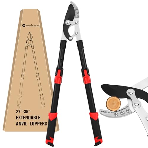 Yesker 27-35" Extendable Loppers for Tree Trimming Heavy Duty Tree Trimmer Bypass Loppers with Compound Action Sharp Anvil Blade up to 2 Inch Cut Capacity Branch Cutter Chops Thick Branches Ease - size: 27-35" Extendable Loppers