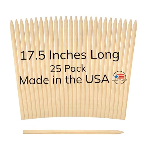 25 Pack Wooden Garden Stakes, 17.5" Long x 3/4" Wide, Made in USA Pine Plant Markers, Chisel Point Yard Stakes for Gardening, Landscaping, Row Labels, Signs & Crafts - size: 17.5" Long (25 Pack)