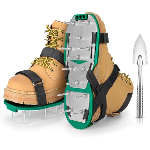 MOFEEZ Lawn Aerator Shoes for Grass - Pre-Assembled Grass Aerator Shoes for Lawn - Soil Yard Aerator Tool for Aerating Patio Garden, Green, Medium - color: Green, size: Medium