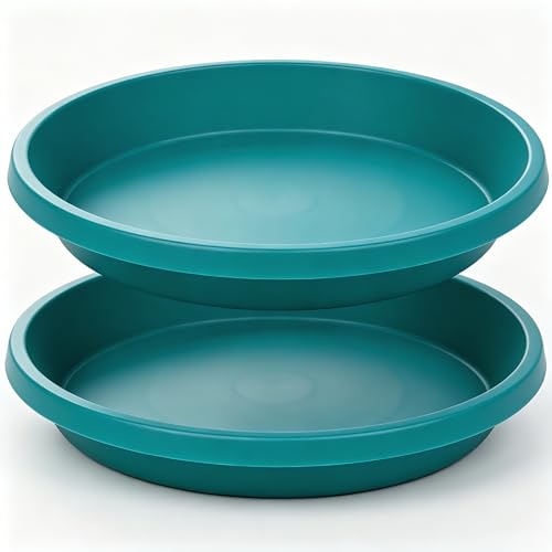 NIMYAU Plant Saucers 10 Inch Round 2 Pack Plastic Heavy Duty Drip Trays for Indoor Outdoor Use - color: Forest Blue, size: 10" (2 Pack)