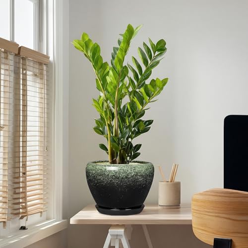 Ceramic Planters for Plants, 10 Inch Flower Pots, Retro Green - color: Retro Green, size: 10 Inch