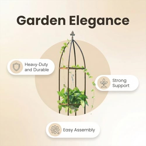 Garden Obelisk Trellis 100% Metal Heavy Duty 5.5 ft for Climbing Vines - color: Bronze, size: medium