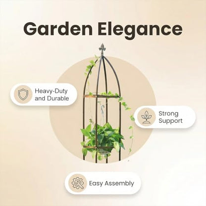 Garden Obelisk Trellis 100% Metal Heavy Duty 5.5 ft for Climbing Vines - color: Bronze, size: medium