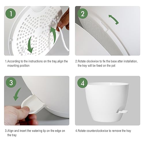UOUZ 12inch 2Pack Large Self Watering Planters, Plastic Plant Pots with 60oZ Removable Deep Reservoir and Multi Mesh Drainage Holes for Indoor Outdoor Garden Plants and Flowers, White - color: White