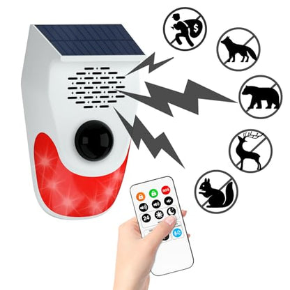 PILSAMAS Solar Motion Sensor Alarm, Motion Activated Deer Bear Deterrent - style: Round-Eye