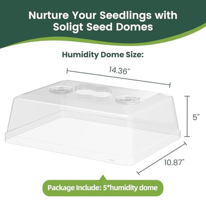 5 Pack 5" High Humidity Domes for SOLIGT 14*10.8*2.3" Seed Starting Trays - size: 5 domes for 1014 trays