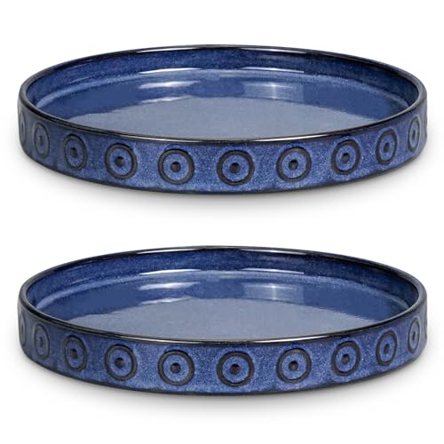 Eightpot Plant Water Catcher Tray 7.5 Inch, 2 Pack Ceramic Plant Saucer for Indoor Outdoor, Round Plant Plates to Catch Water, Modern Plants Drainage Tray, Decorative Plants Dish, Blue - color: Blue, size: 7.5 Inch (2 Pack)