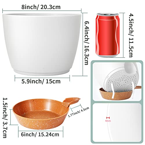 GARDIFE Plant Pots Set of 2 Pack 8 inch,Planters for Indoor Plants with Drainage Holes, Modern Decorative Flower Pots for All House Plants, Flowers, White - color: 8-white, size: 8 inch|2 pcs