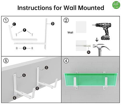 HFHOME 4 PCS Adjustable Planter Box Brackets (6 to 12.5 in), Universal Window Box Brackets, Heavy Duty Metal Flower Box Wall Mounting Hooks for Balcony, Fences, Patio, and Garden - White - size: Set of 4 - White