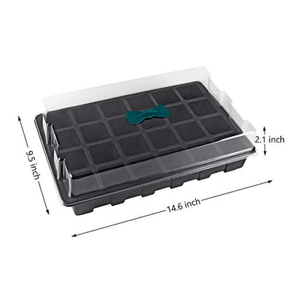 240 Cells -24 Grow Trays with Humidity Dome and Cell Insert - Mini Propagator for Seed Starting and Growing Healthy Plants Durable Reusable and Recyclable 10 Pack