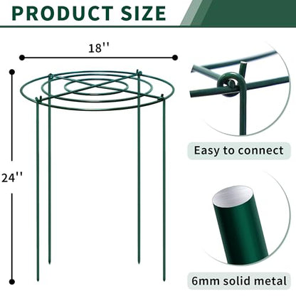4pack Peony Cages and Supports, 18 x 24 Inch Four Legs Peony Cage, Heavy-Duty Peonies Support Cages, Peony Ring for Roses, Hydrangeas, Sage, Peonies, Cucumbers, Tomato - size: 18"X24"
