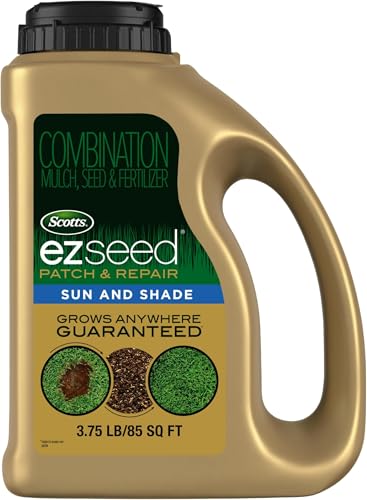 Scotts EZ Seed Patch & Repair for Sun and Shade - Combination Mulch, Sun and Shade Grass Seed & Fertilizer for Bare Spots & Lawn Patch Repair, Covers up to 85 sq. ft., 3.75 lb. (Pack of 6) - size: 3.75 lb. (Pack of 6), style: 1 Pack