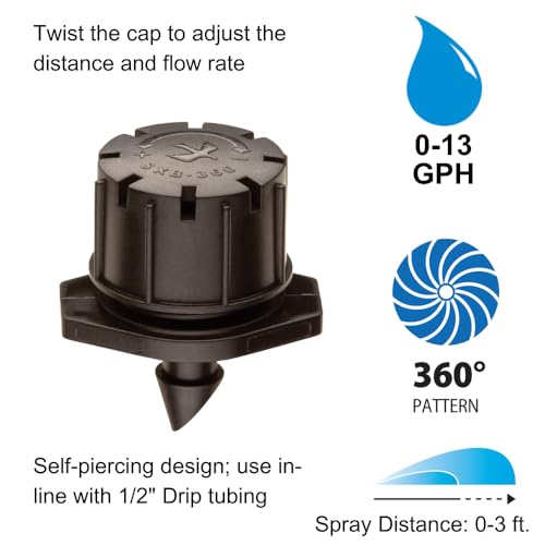 Rain Bird MBSPF10S Drip Micro-Bubbler, Full Circle, 10-Pack - size: 10-Pack, style: Barbed/Self-Piercing