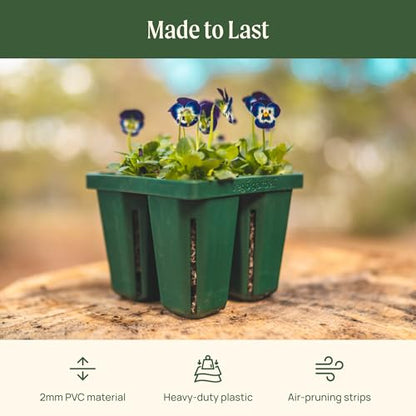 Vego garden Jumbo Seedling Trays Without Lids, 32 Pack Reusable Propagator Growing Starter Tray for Larger Plants, Heavy-Duty Plastic Germination Trays (4-Cell per Tray) - size: 32 Packs, style: 4 Cells Jumbo Size