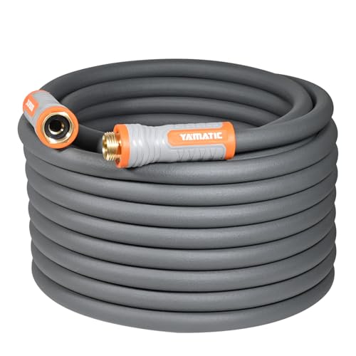 YAMATIC Flexible Garden Hose 5/8" x 50ft, 360° Swivel Handle, Burst 600 PSI - color: Gray, size: 50' (feet) Male to Female with Swivel