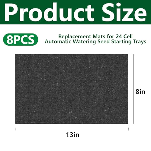EBaokuup 8 Pcs 24-Cell Replacement Capillary Mats-13 x 8 Inches Self Watering Seed Starting Mat-Capillary Mats for Indoor Gardening Greenhouse Plant Seed Starting - color: 24cell-8pcs