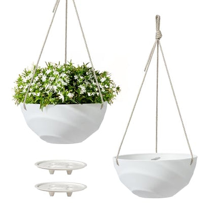 La Jolie Maison Indoor/Outdoor Hanging Planters, Set of 2,10 Inch - color: Eggshell White